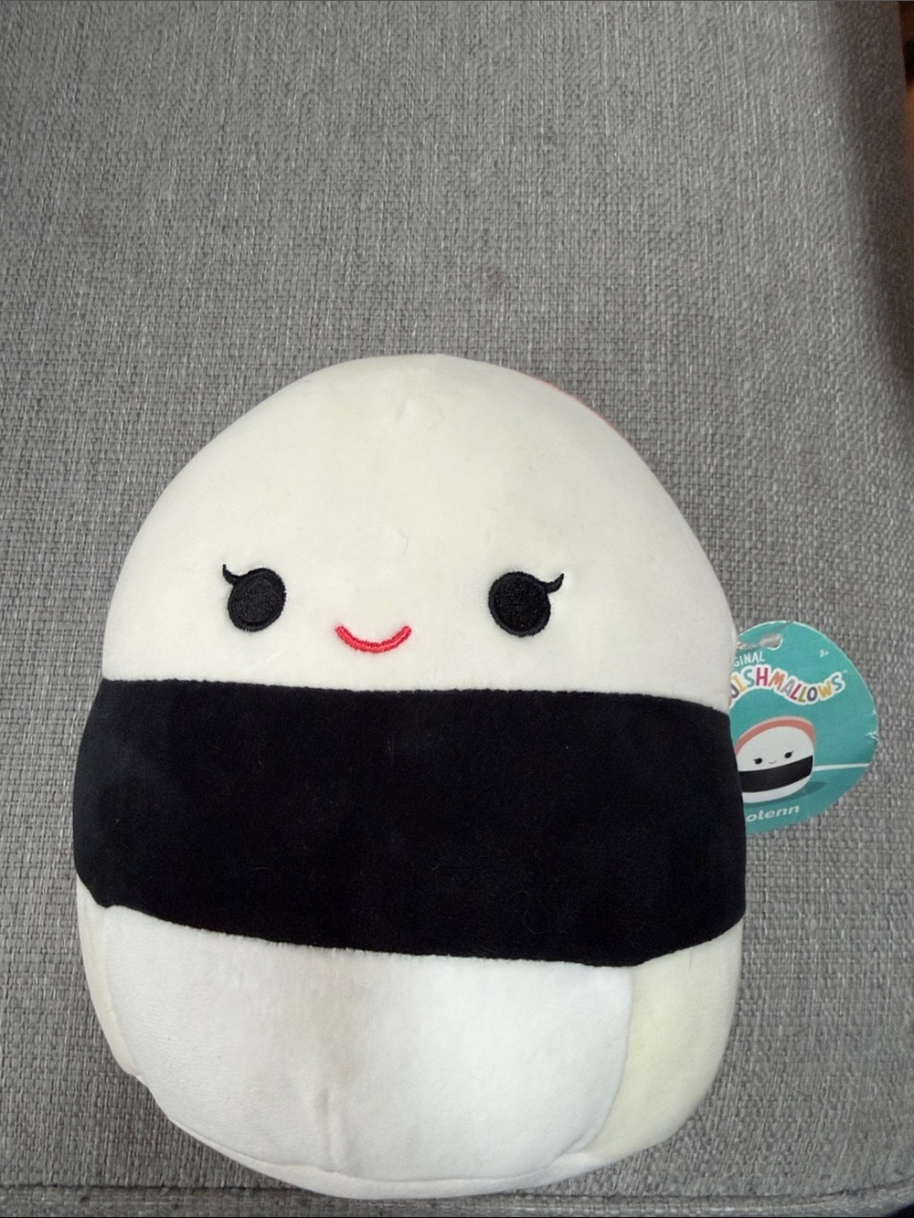 Squishmallows Sushi Rice Plush - White & Black with Red Smile